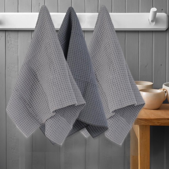 Набор кухонных полотенец VETEXUS VDS 200GSM 3PC LIGHT GREY WITH DARK GREY 50X70 (903422) 
