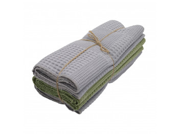Խոհանոցային սրբիչների հացաքածու VETEXUS VDS 200GSM 3PC LIGHT GREY WITH GREEN 50X70 (985183) 