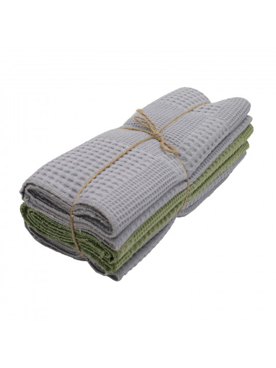 Խոհանոցային սրբիչների հացաքածու VETEXUS VDS 200GSM 3PC LIGHT GREY WITH GREEN 50X70 (985183) 
