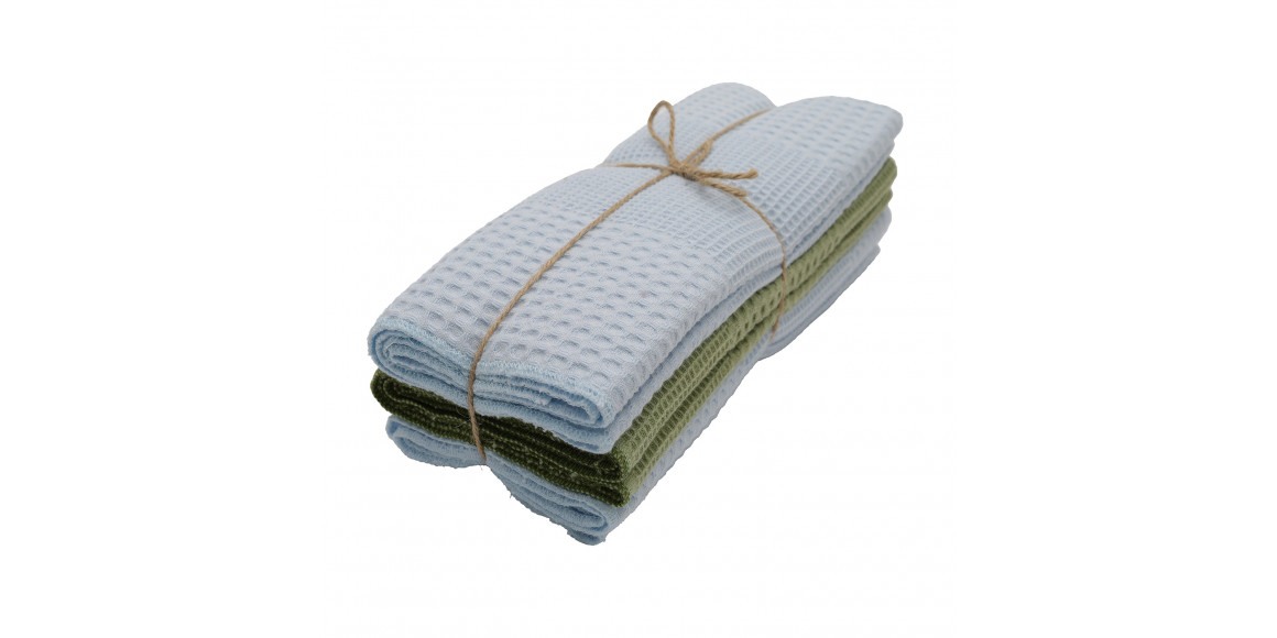 Набор кухонных полотенец VETEXUS VDS 200GSM 3PC SKY BLUE WITH GREEN 50X70 (985237) 
