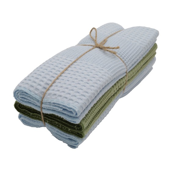 Kitchen towel set VETEXUS VDS 200GSM 3PC SKY BLUE WITH GREEN 50X70 (985237) 