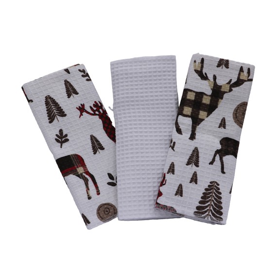 Kitchen towel set VETEXUS VDS 3PC CHRISTMAS DEER WITH WHITE 50X70 (205990) 