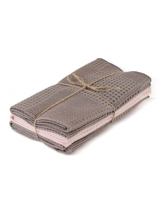 Kitchen towel set VETEXUS VDS 3PC GREY WITH PINK 50X70 