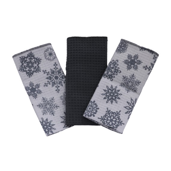 Խոհանոցային սրբիչների հացաքածու VETEXUS VDS 3PC GREY WITH SNOWFLAKE 50X70 (184837) 
