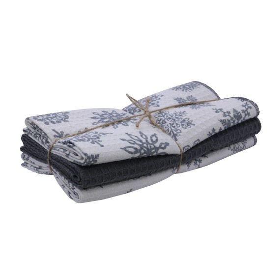 Խոհանոցային սրբիչների հացաքածու VETEXUS VDS 3PC GREY WITH SNOWFLAKE 50X70 (184837) 