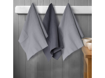 Kitchen towel set VETEXUS VDS 3PC LIGHT GREY WITH DARK GREY 50X70 (731391) 