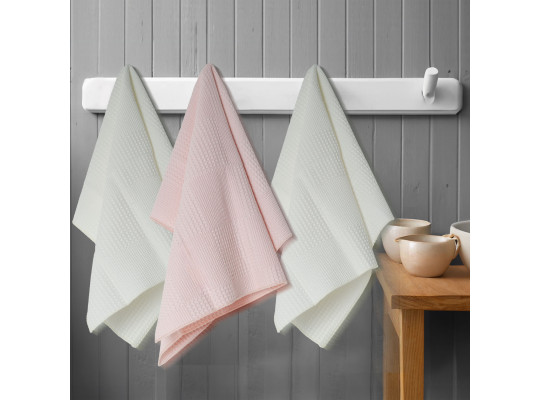 Kitchen towel set VETEXUS VDS 3PC MILK WITH PINK 50X70 (689685) 