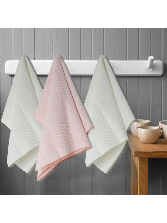 Kitchen towel set VETEXUS VDS 3PC MILK WITH PINK 50X70 (689685) 