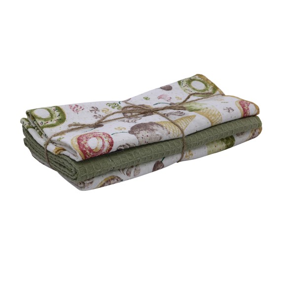 Набор кухонных полотенец VETEXUS VDS 3PC OLIVE WITH CONFETTI 50X70 (184851) 