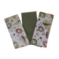 Набор кухонных полотенец VETEXUS VDS 3PC OLIVE WITH CONFETTI 50X70 (184851) 