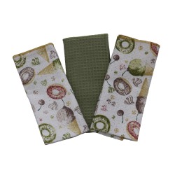 Набор кухонных полотенец VETEXUS VDS 3PC OLIVE WITH CONFETTI 50X70 (184851) 