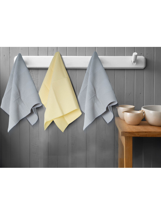 Kitchen towel set VETEXUS VDS 3PC SKY BLUE WITH LIME 50X70 