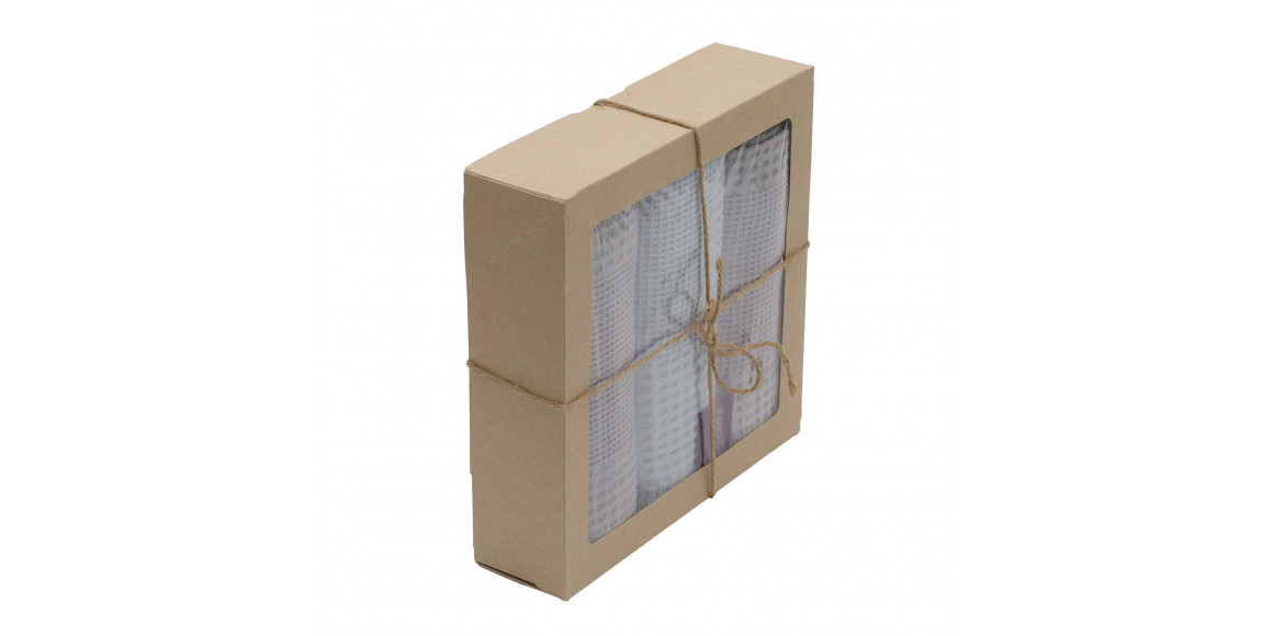 Набор кухонных полотенец VETEXUS VDS BOX 200GSM 3PC GREY WITH SKY BLUE 45X70 (985091) 