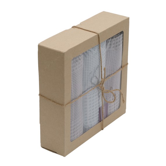 Kitchen towel set VETEXUS VDS BOX 200GSM 3PC GREY WITH SKY BLUE 45X70 (985091) 