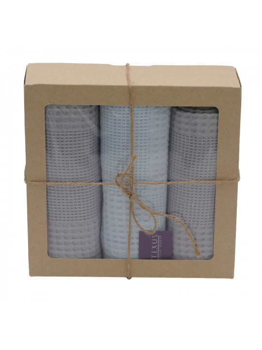 Խոհանոցային սրբիչների հացաքածու VETEXUS VDS BOX 200GSM 3PC GREY WITH SKY BLUE 45X70 (985091) 