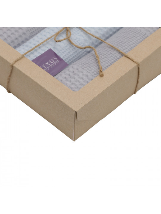 Խոհանոցային սրբիչների հացաքածու VETEXUS VDS BOX 200GSM 3PC GREY WITH SKY BLUE 45X70 (985091) 