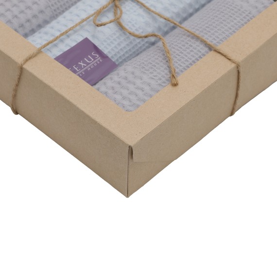 Kitchen towel set VETEXUS VDS BOX 200GSM 3PC GREY WITH SKY BLUE 45X70 (985091) 