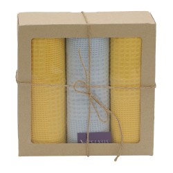Խոհանոցային սրբիչների հացաքածու VETEXUS VDS BOX 200GSM 3PC YELLOW WITH SKY BLUE 45X70 (985107) 