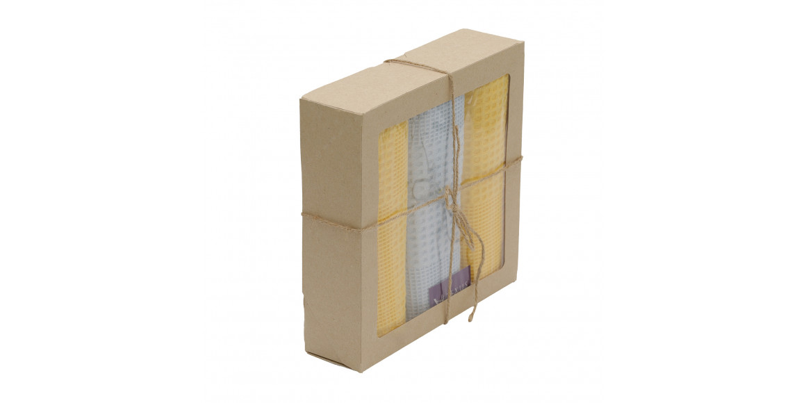 Kitchen towel set VETEXUS VDS BOX 200GSM 3PC YELLOW WITH SKY BLUE 45X70 (985107) 