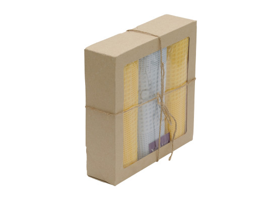 Набор кухонных полотенец VETEXUS VDS BOX 200GSM 3PC YELLOW WITH SKY BLUE 45X70 (985107) 