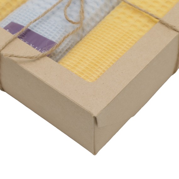 Kitchen towel set VETEXUS VDS BOX 200GSM 3PC YELLOW WITH SKY BLUE 45X70 (985107) 