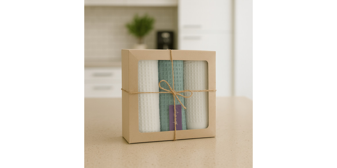 Kitchen towel set VETEXUS VDS BOX 3PC MILK WITH MINT 45X60 (731384) 