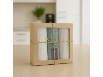 Набор кухонных полотенец VETEXUS VDS BOX 3PC MILK WITH MINT 45X60 (731384) 