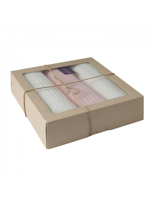 Набор кухонных полотенец VETEXUS VDS BOX 3PC MILK WITH PINK 45X70 (689708) 