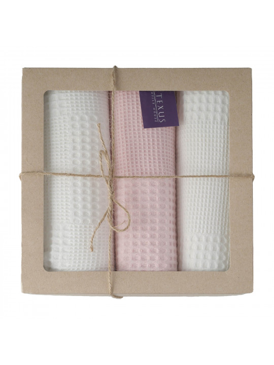 Kitchen towel set VETEXUS VDS BOX 3PC MILK WITH PINK 45X70 (689708) 