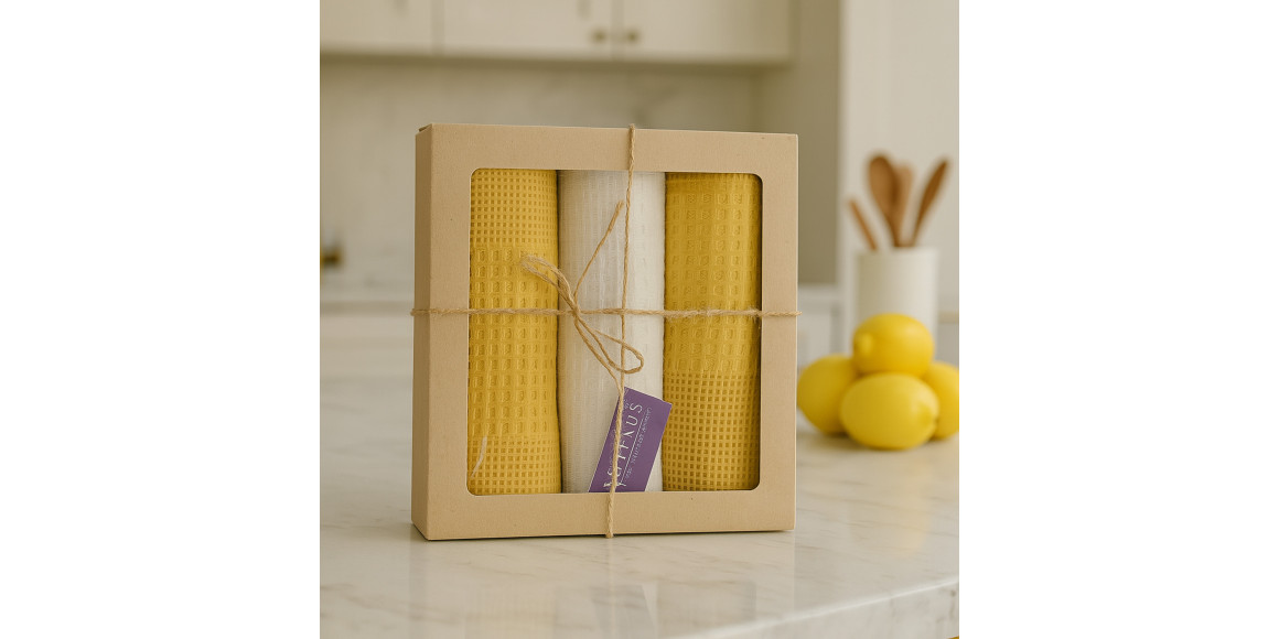 Kitchen towel set VETEXUS VDS BOX 3PC MILK WITH YELLOW 45X70 (660134) 