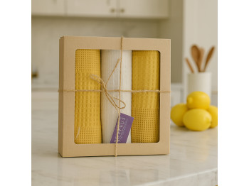 Набор кухонных полотенец VETEXUS VDS BOX 3PC MILK WITH YELLOW 45X70 (660134) 