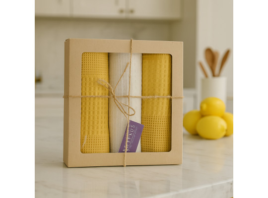 Խոհանոցային սրբիչների հացաքածու VETEXUS VDS BOX 3PC MILK WITH YELLOW 45X70 (660134) 