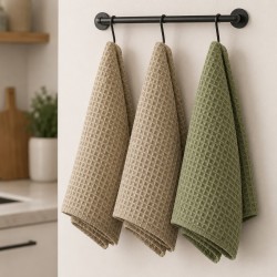 Kitchen towel set VETEXUS VDS 3PC BEIGE WITH OLIVE 50X70 (827681) 