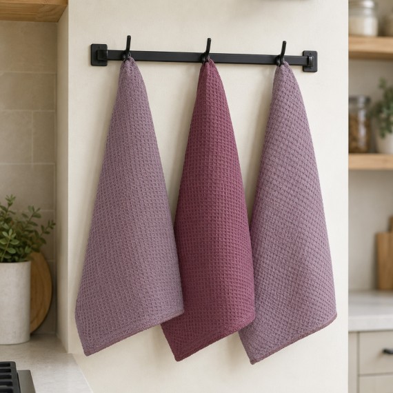 Kitchen towel set VETEXUS VDS 3PC DUSTY PINK WITH PUDRA 50X70 (827667) 