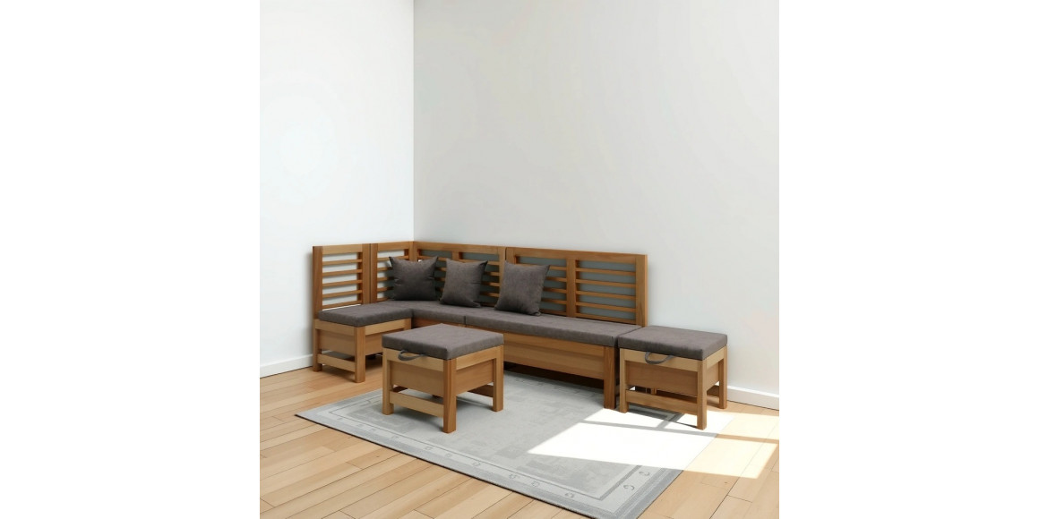 Кухонный уголок HOBEL CORNER OLIVER WOOD NATURAL/LEONARDO 5 L (5) 