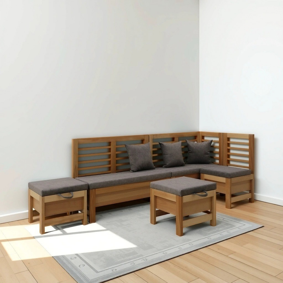 Кухонный уголок HOBEL CORNER OLIVER WOOD NATURAL/LEONARDO 5 R (5) 