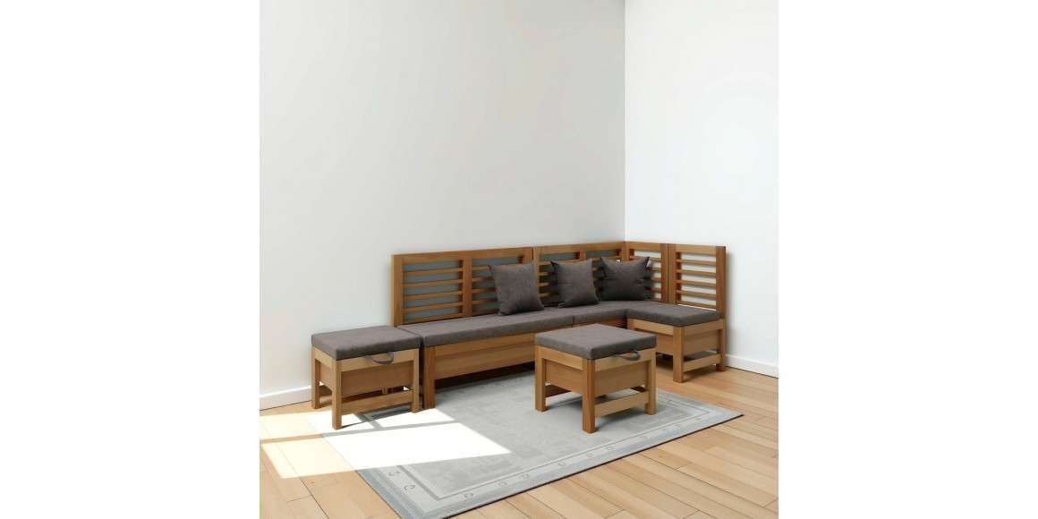 Кухонный уголок HOBEL CORNER OLIVER WOOD NATURAL/LEONARDO 5 R (5) 