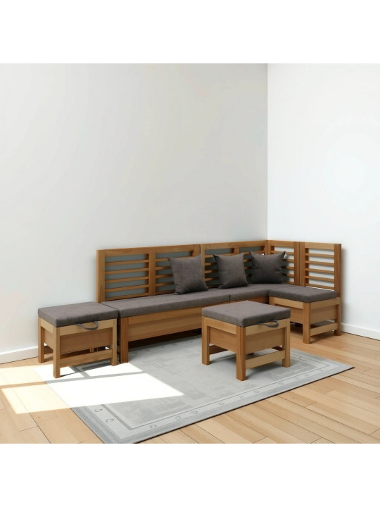 Кухонный уголок HOBEL CORNER OLIVER WOOD NATURAL/LEONARDO 5 R (5) 
