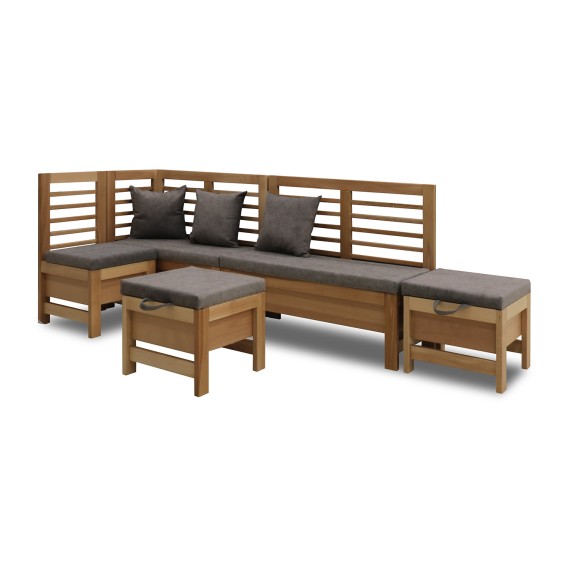 Кухонный уголок HOBEL CORNER OLIVER WOOD NATURAL/LEONARDO 5 L (5) 
