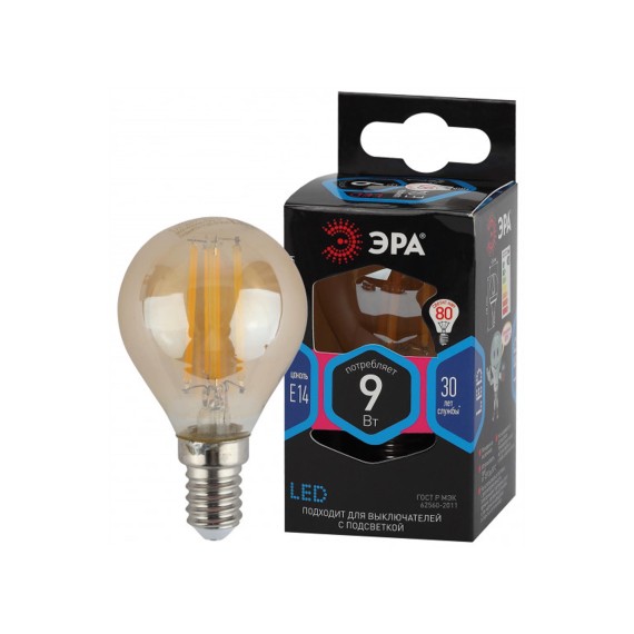Лампa ERA F-LED P45-9W-840-E14 Gold 