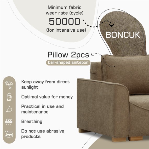 Բազկաթոռ HOBEL BELONA 1  F/R LIGHT BROWN BONCUK 7 (3) 