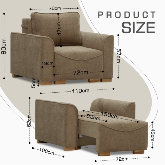 Բազկաթոռ HOBEL BELONA 1  F/R LIGHT BROWN BONCUK 7 (3) 