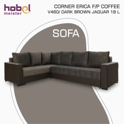 Диван HOBEL CORNER ERICA F/P COFFEE V460/ DARK BROWN JAGUAR 18 L (6) 