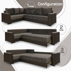 Диван HOBEL CORNER ERICA F/P COFFEE V460/ DARK BROWN JAGUAR 18 L (6) 