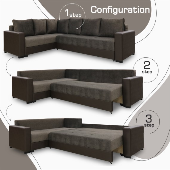 Sofa HOBEL CORNER ERICA F/P COFFEE V460/ DARK BROWN JAGUAR 18 L (6) 