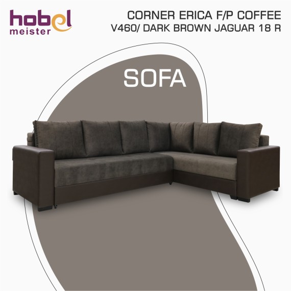 Sofa HOBEL CORNER ERICA F/P COFFEE V460/ DARK BROWN JAGUAR 18 R (6) 