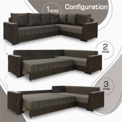 Диван HOBEL CORNER ERICA F/P COFFEE V460/ DARK BROWN JAGUAR 18 R (6) 