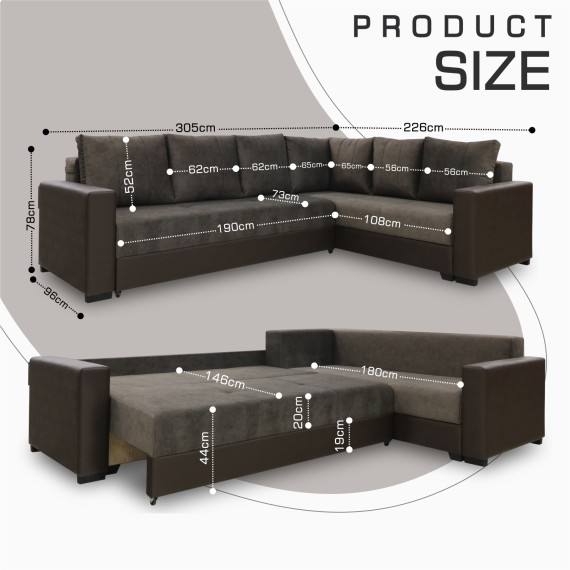 Sofa HOBEL CORNER ERICA F/P COFFEE V460/ DARK BROWN JAGUAR 18 R (6) 