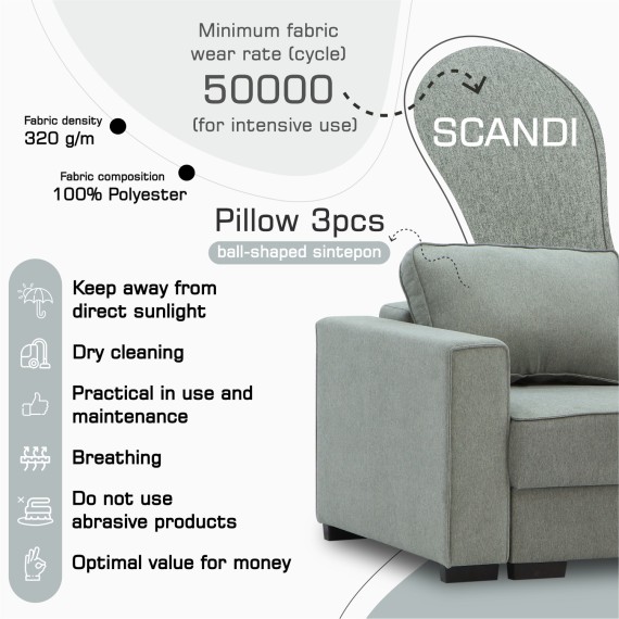 Sofa HOBEL CORNER LIZA PLUS F/P GREY SCANDI 21 L (5) 