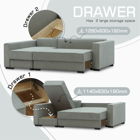 Sofa HOBEL CORNER LIZA PLUS F/P GREY SCANDI 21 L (5) 